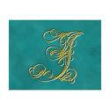 Fancy Monogram Letter J, Customise Colour postcards