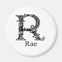Fancy Monogram: Rae Refrigerator Magnets