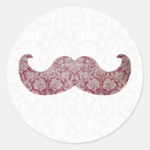 Fancy moustache round sticker