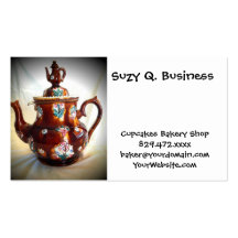 Fancy Ornate Antique English Teapot Coffee Pot Business Card Template
