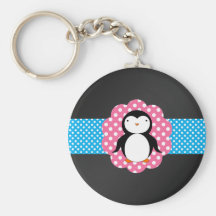 Fancy penguin polka dots keychain