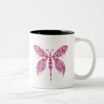 Fancy Pink Multicolored Butterfly Coffee Mug