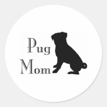 Fancy Pug Mum Round Sticker