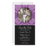Fancy Purple Damask Save the Date Photo Card photo cards