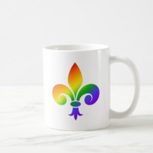 Fancy Rainbow Fleur de Lis Coffee Mugs