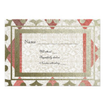 Fancy Red and Gold Harlequin Mediaeval rsvp Personalized Announcements