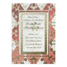 Fancy Red and Gold Harlequin Mediaeval Wedding Personalised Invites