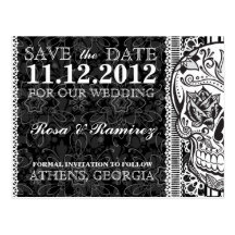 Fancy Sugar Skull Save the Date Postcard