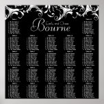 Fancy Swirl Black Damask Reception Seating Chart
