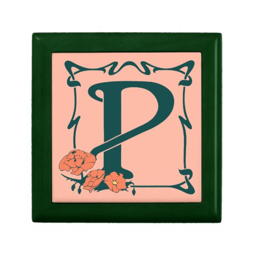 Fancy vintage art nouveau letter P Jewelry Box