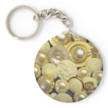 Fancy White Button Collage keychains