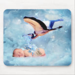 Fantasy baby and stork mousemat