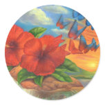 Fantasy Butterfly Landscape Painting - Multi stickers