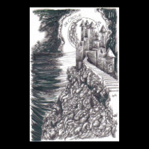 Fantasy Castle Drawing Poster Print