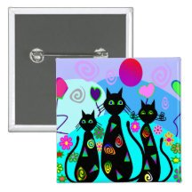 "Fantasy Cats of Summer" Buttons