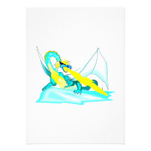 Fantasy Fire Breathing Teal Dragon Personalized Announcement