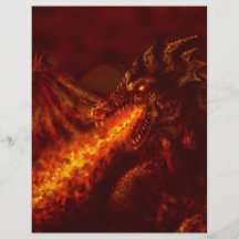Fantasy Great Red Dragon Breathing Fire Flyers