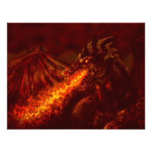 Fantasy Great Red Dragon Breathing Fire Invites