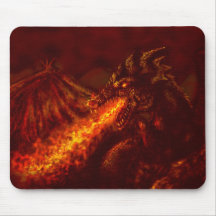 Fantasy Great Red Dragon Breathing Fire Mouse Mat