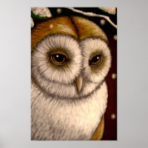 FANTASY HOLIDAY BARN OWL 11" X 17" Poster