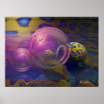 Fantasy magical poster with pink bubbles