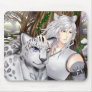 Fantasy Snow Leopard Girl and pet Mouse Pads