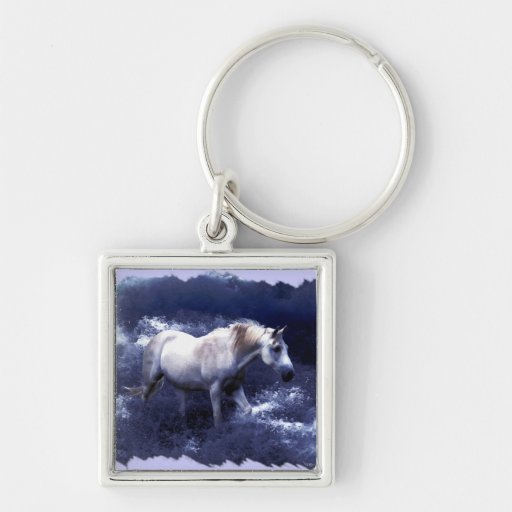 Fantasy White Horse & Ocean Surf Gifts Key Chain