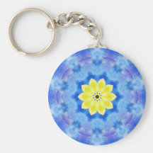 Far Eastern Inspired Art YELLOW LOTUS Keychains