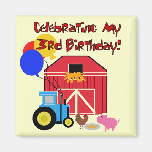 Farm 3rd Birthday T-shirts and Gifts Refrigerator Magnets