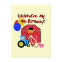 Farm 4th Birthday Tshirts and Gifts postcards