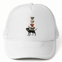 Farm acrobats illustration.dog.cat.hens art