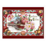 Farm, Fruit and Pink Mums Thanksgiving Post Cards
