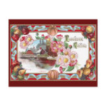 Farm, Fruit and Pink Mums Thanksgiving postcards