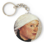 Farm Girl With A White Head Scarf By Leibl Wilhelm keychains