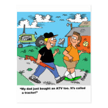 Farm Kids ATV /Tractor Cartoon Post Cards