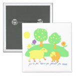 farm scene-farm scene-sheep, trees and flowers pinback button