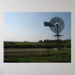 Farm Windmill Silhouette Photo Poster Art posters