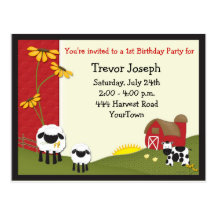 Farmer Baby Birthday Invitation Postcard