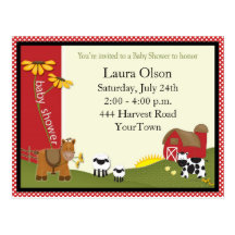 Farmer Baby Shower Postcard Invitation