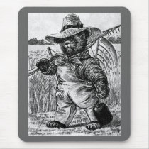 Farmer Bear Fred - Letter F - Vintage Teddy Bear Mousepad
