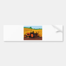 farmer driving farm tractor ploughing field bumper sticker