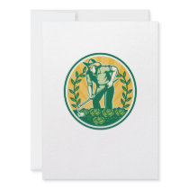Farmer Gardener With Garden Hoe Cabbage Personalized Invite