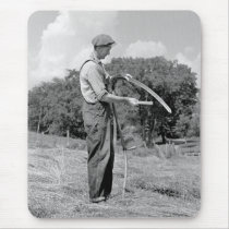 Farmer Sharpening a Scythe, 1930s Mouse Pads