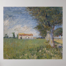 Farmhouse in a Wheat Field, Vincent Van Gogh Print