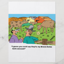 FARMING CARTOON HUMOR ABOUT BROWN SWISS CATTLE CUSTOM FLYER