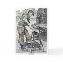 Farrier Blacksmith Making Horseshoe