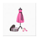 Fashion Art on Canvas - Pink Dress and Shoes canvas prints