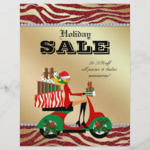 Fashion Christmas Sale Flyer Scooter Woman Blonde