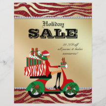 Fashion Christmas Sale Flyer Scooter Woman Brown