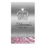 Fashion Crown Salon Spa Silver Pink Crystal Business Card Template